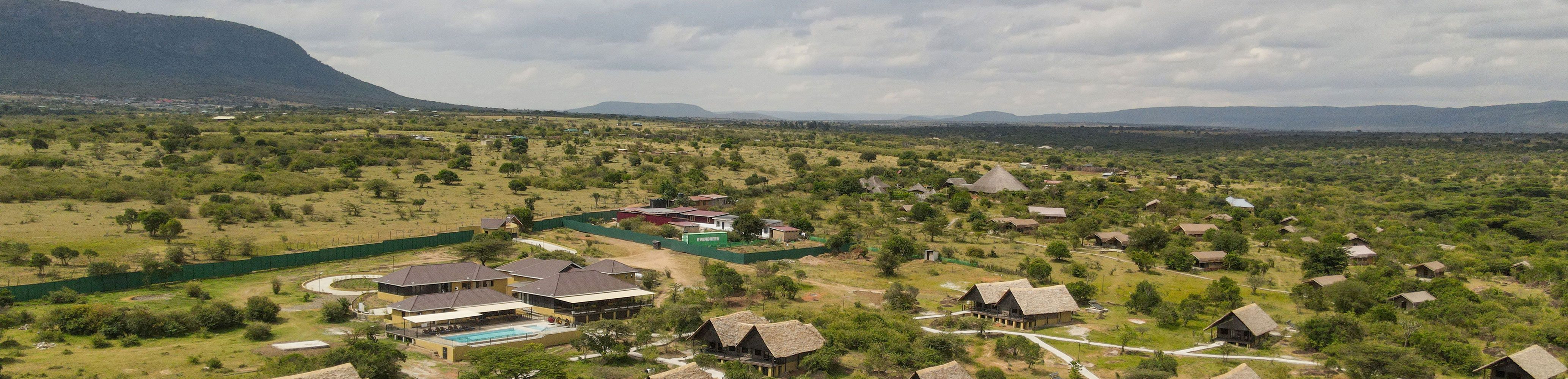 Aerial lodge view — full color